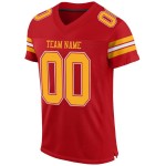 Maillot de football personnalisé en maille rouge et or, authentique Maillot de football personnalisé en maille rouge et or, authentique