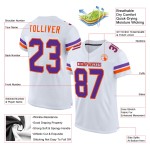 Maillot de football authentique en maille violet-orange blanc personnalisé Maillot de football authentique en maille violet-orange blanc personnalisé