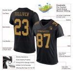 Maillot de football noir authentique personnalisé en maille dorée Maillot de football noir authentique personnalisé en maille dorée