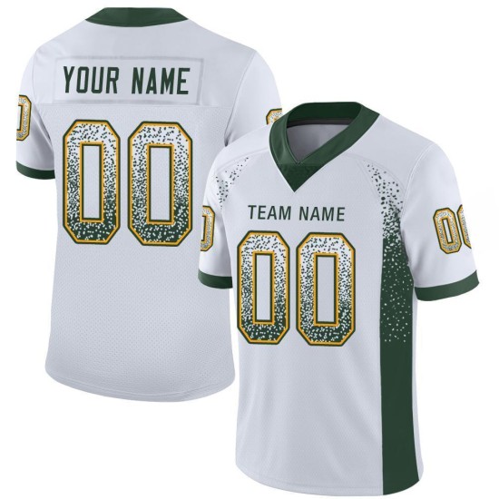 Maillot de football personnalisé en maille blanc vert-or Drift Fashion Maillot de football personnalisé en maille blanc vert-or Drift Fashion