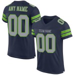 Maillot de football gris-néon en maille bleu marine authentique, vert clair et personnalisé Maillot de football gris-néon en maille bleu marine authentique, vert clair et personnalisé