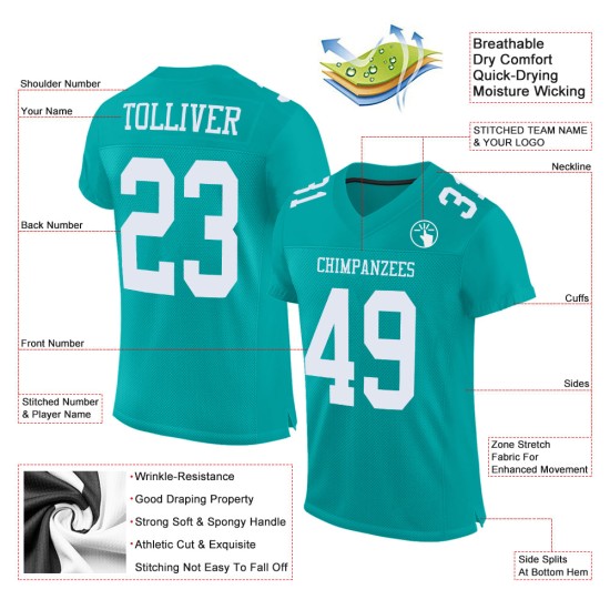 Maillot de football authentique en maille Aqua White personnalisé Maillot de football authentique en maille Aqua White personnalisé