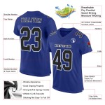 Maillot de football authentique personnalisé en maille noir et blanc Royal Maillot de football authentique personnalisé en maille noir et blanc Royal
