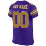 Maillot de football personnalisé en maille authentique vieil or-blanc violet Maillot de football personnalisé en maille authentique vieil or-blanc violet