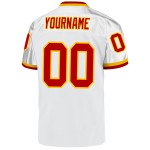 Maillot de football authentique personnalisé blanc rétro en maille rouge-or Maillot de football authentique personnalisé blanc rétro en maille rouge-or