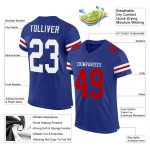 Maillot de football personnalisé en maille Royal Blanc-Rouge Authentique Maillot de football personnalisé en maille Royal Blanc-Rouge Authentique