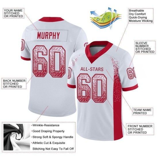 Maillot de football blanc en maille rouge-gris personnalisé Maillot de football blanc en maille rouge-gris personnalisé