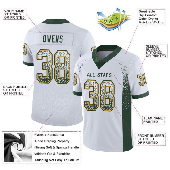 Maillot de football personnalisé en maille blanc vert-or Drift Fashion Maillot de football personnalisé en maille blanc vert-or Drift Fashion
