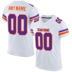 Maillot de football authentique en maille violet-orange blanc personnalisé Maillot de football authentique en maille violet-orange blanc personnalisé