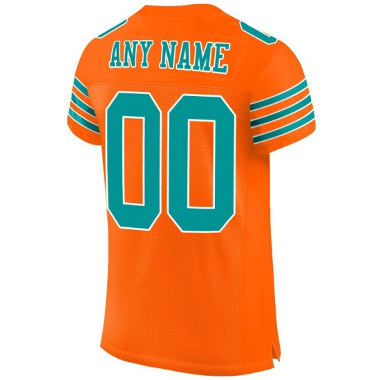 Maillot de football personnalisé Aqua-White Authentic Orange Mesh Maillot de football personnalisé Aqua-White Authentic Orange Mesh