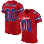 Maillot de football authentique en maille rouge personnalisé bleu royal et blanc Maillot de football authentique en maille rouge personnalisé bleu royal et blanc