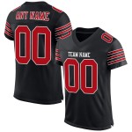 Maillot de football en maille noire rouge et blanc, authentique et personnalisé Maillot de football en maille noire rouge et blanc, authentique et personnalisé