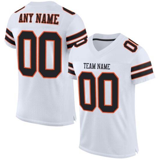 Maillot de football authentique en maille noir-orange blanc personnalisé Maillot de football authentique en maille noir-orange blanc personnalisé