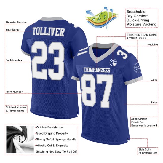 Maillot de football Royal authentique en maille blanc-gris personnalisé Maillot de football Royal authentique en maille blanc-gris personnalisé