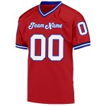 Maillot de football en maille blanc-rouge royal, authentique et personnalisé Maillot de football en maille blanc-rouge royal, authentique et personnalisé