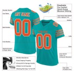Maillot de football personnalisé en maille authentique orange-blanc Aqua Maillot de football personnalisé en maille authentique orange-blanc Aqua