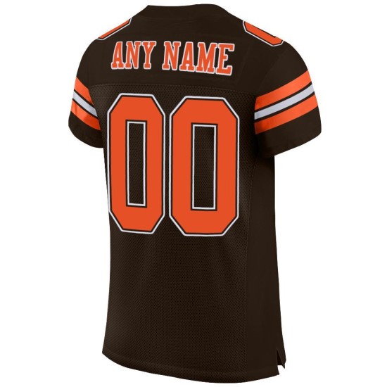 Maillot de football authentique en maille marron orange-blanc personnalisé Maillot de football authentique en maille marron orange-blanc personnalisé