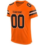 Maillot de football orange en maille authentique noir-blanc personnalisé Maillot de football orange en maille authentique noir-blanc personnalisé