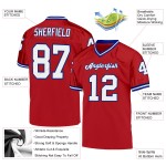 Maillot de football en maille blanc-rouge royal, authentique et personnalisé Maillot de football en maille blanc-rouge royal, authentique et personnalisé