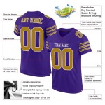 Maillot de football violet authentique personnalisé en maille or-blanc Maillot de football violet authentique personnalisé en maille or-blanc
