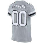 Maillot de football authentique blanc-noir en maille argentée personnalisé Maillot de football authentique blanc-noir en maille argentée personnalisé