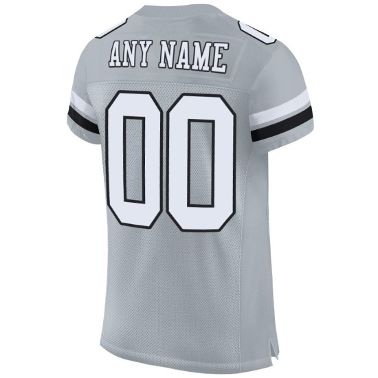Maillot de football authentique blanc-noir en maille argentée personnalisé Maillot de football authentique blanc-noir en maille argentée personnalisé