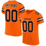 Maillot de football orange en maille authentique noir-blanc personnalisé Maillot de football orange en maille authentique noir-blanc personnalisé