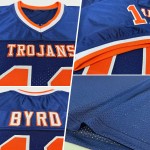 Maillot de football personnalisé en maille rétro bleu marine authentique orange-blanc Maillot de football personnalisé en maille rétro bleu marine authentique orange-blanc